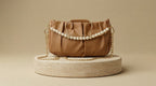 Cat-Ear Handle Pearl Ruched Handbag